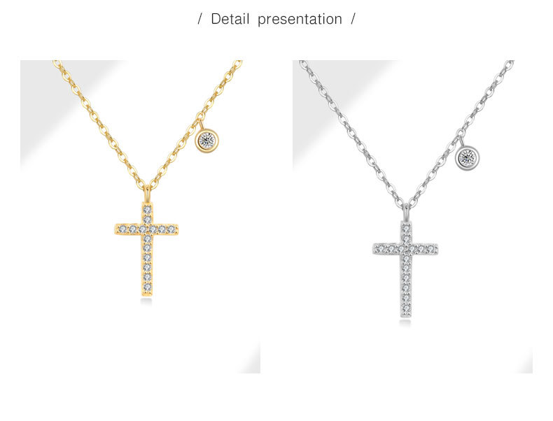 925 Sterling Silber Kabelkette Überzug Kreuzen Halskette Mit Anhänger display picture 3