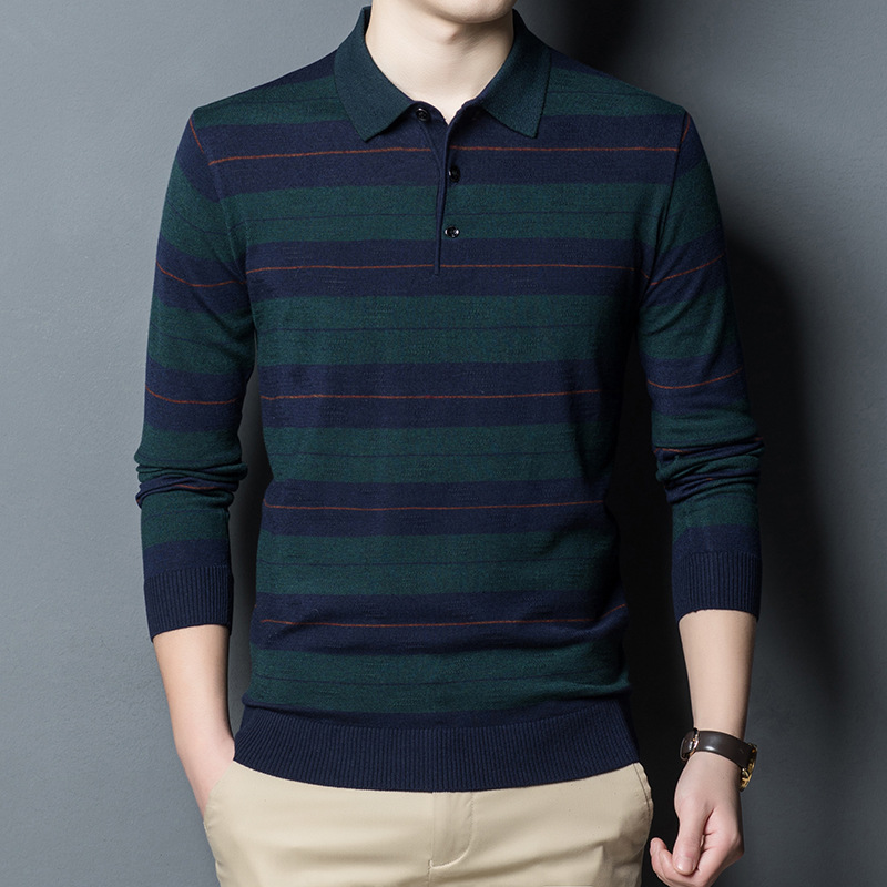 中年男士T恤商务休闲免烫男式上衣2025秋季长袖T恤衫