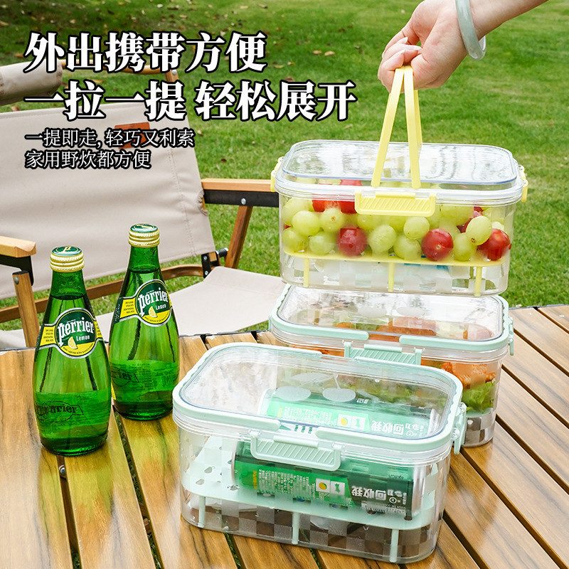 Caja de conservación fresca portátil para picnic al aire libre camping de doble capa de gran capacidad caja bento de frutas y verduras caja sellada de alimentos portátil