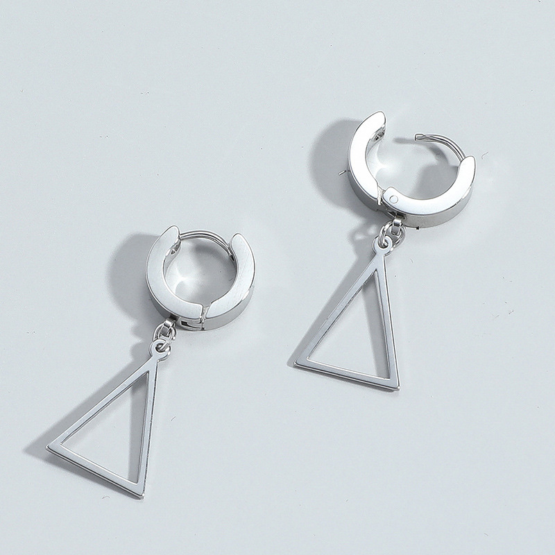 Simple Geometric Triangle Stainless Steel Drop Earrings Wholesale_colorza_4