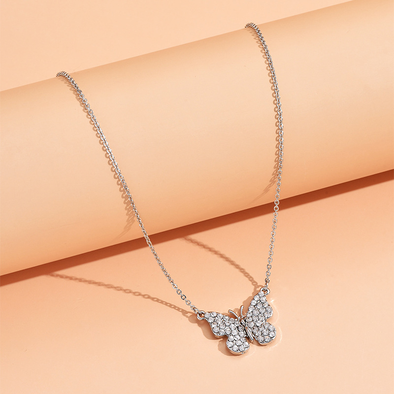 1 Piece Fashion Butterfly Alloy Plating Inlay Rhinestones Womenu0027S Pendant Necklace
