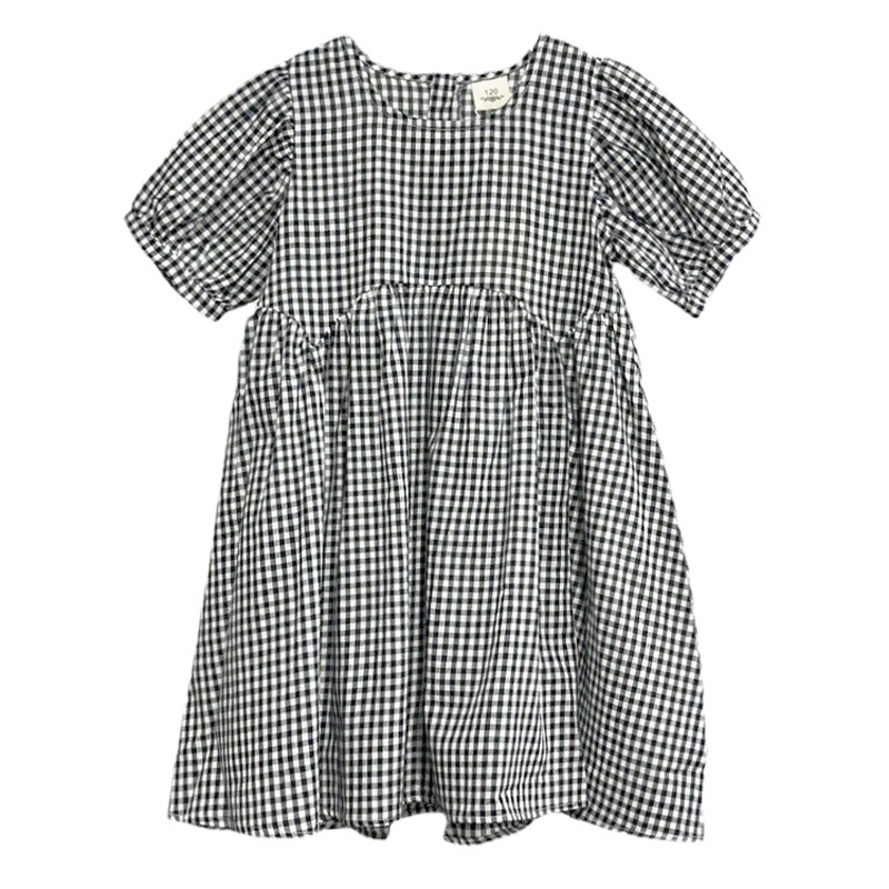 Vestido de Niña, Estilo Veraniego Nuevo 2024, Estilo Británico Moderno, Vestido Personalizado de Algodón a Cuadros para Niñas Grandes