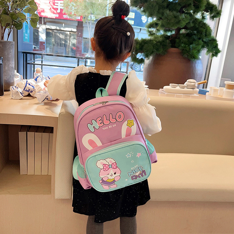 Caricatura niño guardería mochila adorable conejo niña mochila transpirable bebé mochila ligera de clase media
