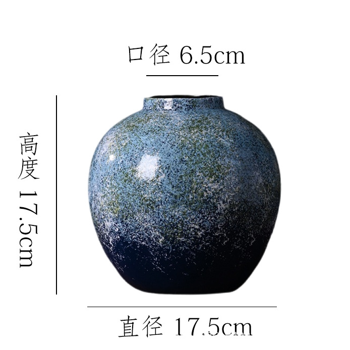 Nuevas vasijas de barro chinas retro Wabi-Jifeng Decoraciones de alto valor Entrada Armario de TV Arreglo floral Flor de cerámica hidropónica