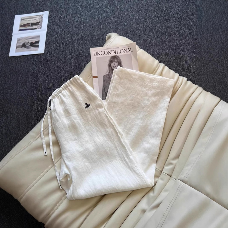 Linen Tencel Wide Leg Pants Women's Summer 2025 New High Waist Dape Sunscreen Cotton Linen Straight Casual Pants Spring and Autumn Linen Tencel Wide Leg Pants Women's Summer 2025 New High Waist Dape Sunscreen Cotton Linen Straight Casual Pants Spring and Autumn
