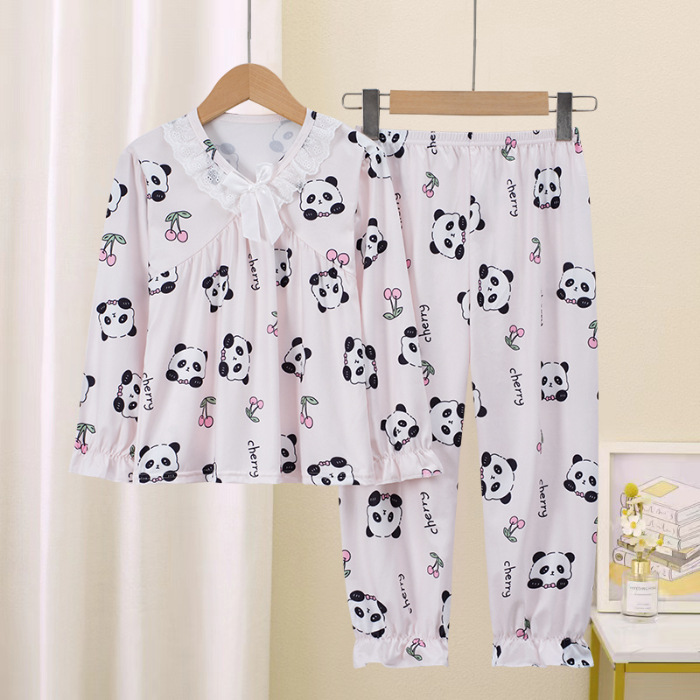 Primavera y otoño pijamas infantiles manga larga princesa de dibujos animados para niños pequeños bebés adultos aire acondicionado conjunto de ropa para el hogar