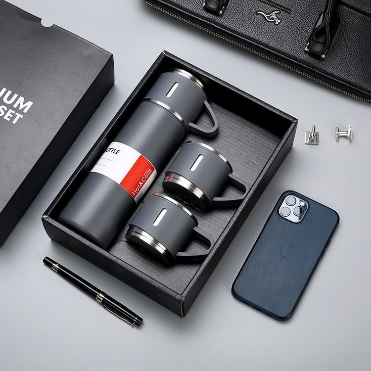 Taza termo Juego de una taza y tres cubiertas Taza de agua caliente de comercio exterior Regalo de empresa a granel Taza publicitaria de la empresa Logotipo personalizado image 12