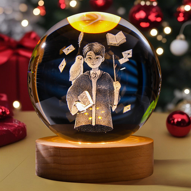 Astronauta luminosa bola de cristal lámpara de noche 3D escultura decoración de mesa para reuniones de estudiantes regalos personalizados