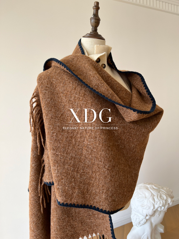 Damen Strickschal, Weicher Wollschal In Kontrastfarben Für Winter_voghion.com