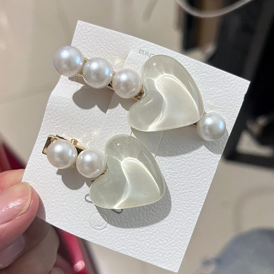 爱心珍珠边夹-白(1对)