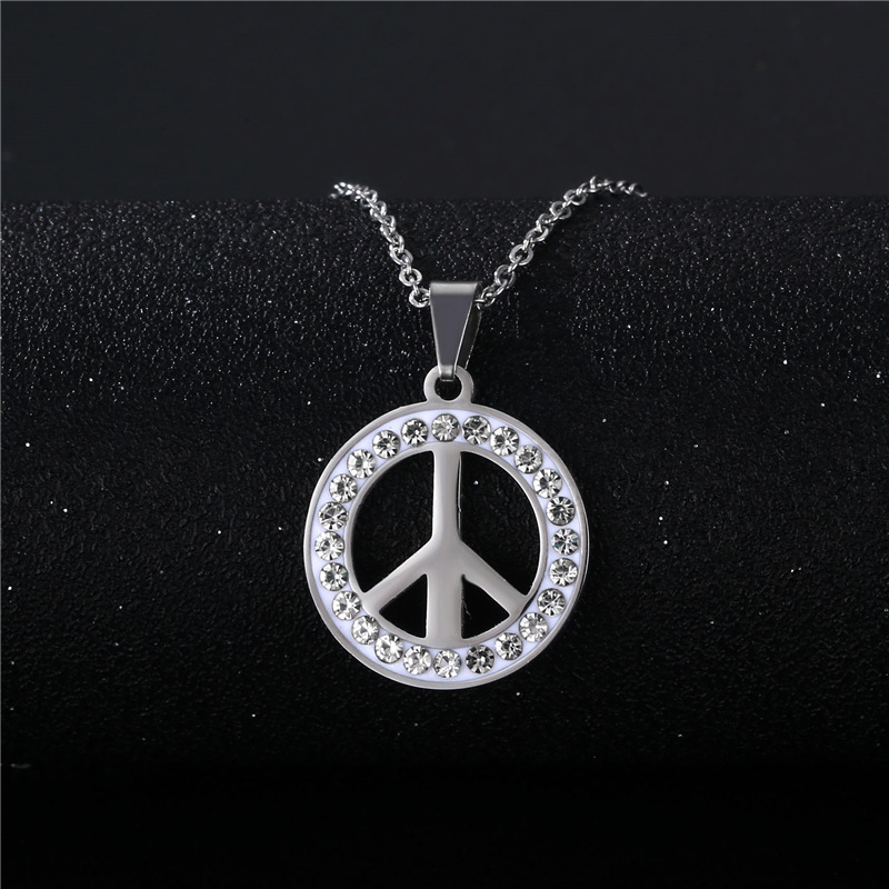 Collier Simple Signe De Paix Anti-guerre En Acier Inoxydable En Gros Nihaojewelry display picture 2