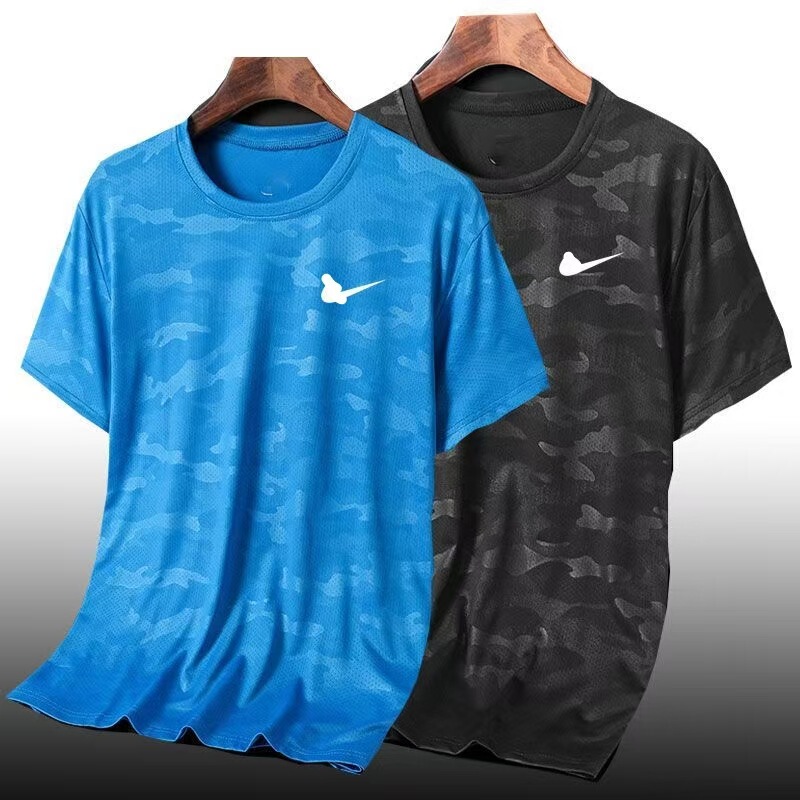 Two-piece set of short-sleeved T-shirts for men, summer lightweight, breathable, loose, quick-drying, outdoor sports, plus-size casual base shirt Two-piece set of short-sleeved T-shirts for men, summer lightweight, breathable, loose, quick-drying, outdoor sports, plus-size casual base shirt