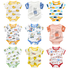 Summer and Spring Thin Pure Cotton Short Sleeve Potty Suit Baby Onesie Crawling Suit Infant Clothes Triangle T-shirt One Piece Dropshipping