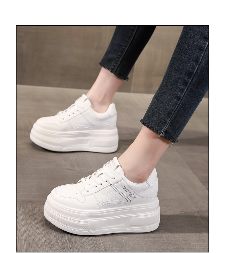 Giày sneaker nữ đế dày platform tăng chiều cao 8 cm phong cách casual — đen chi tiết 15