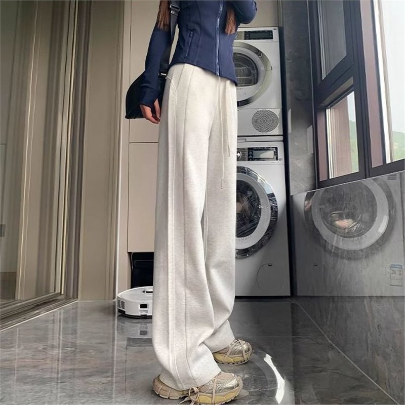 Straight-Leg Petite Spring and Autumn New High-Waisted Banana-Leg Sweatpants Black 2025 Wide-Leg Women's Casual Pants
