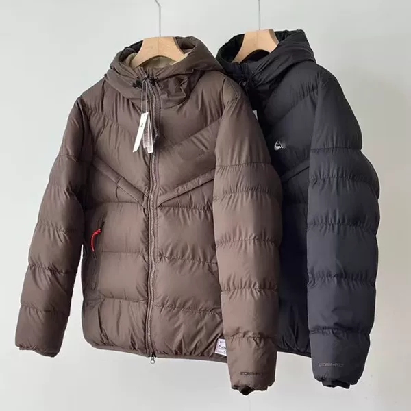 Dropshipping 2025 High Version Cross-Border Nk as Classic Short Small Hook Logo Embroidered Hooded Cotton Jacket