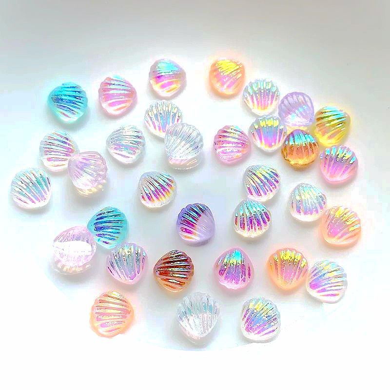 10mm Mini Simulation Transparent AB Aurora Flat Bottom Resin Shell Handmade Nail Art Earrings DIY Accessories 10mm Mini Simulation Transparent AB Aurora Flat Bottom Resin Shell Handmade Nail Art Earrings DIY Accessories