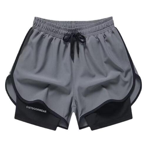 American-style shorts men double-layer basketball shorts three-point shorts lining quick-dry faux two-piece basketball pants loose sportswear men trendy