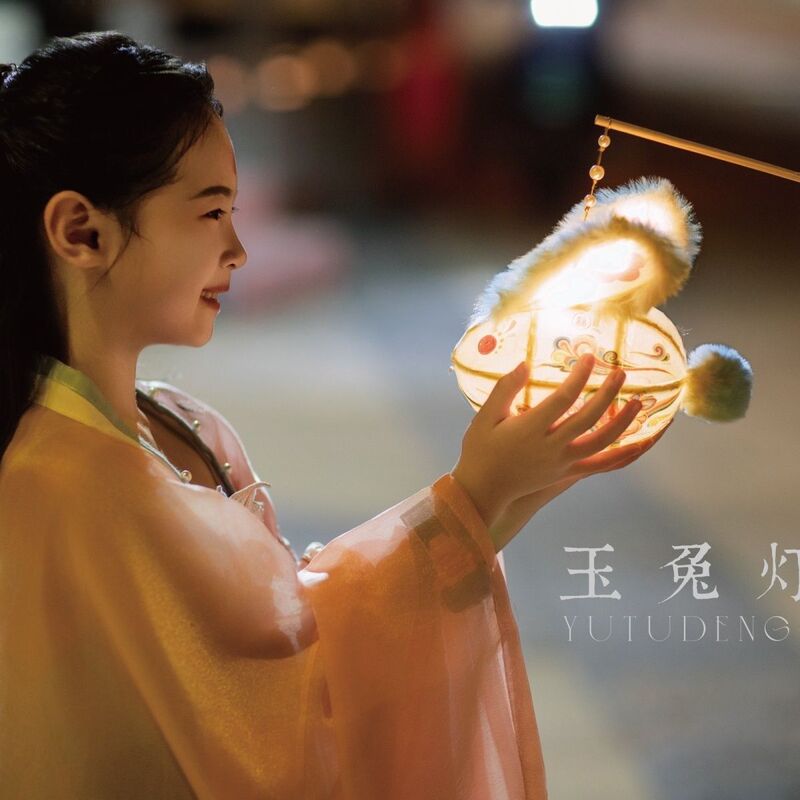 中秋节日发光灯笼2024手提花灯儿童手工DIY立体兔子灯国风宫灯|undefined