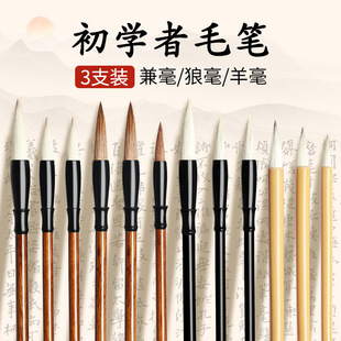 3 part-time brush students lower case brush suit beginner wolf hair sheep hair traditional Chinese painting calligraphy large, medium and small white cloud pen
