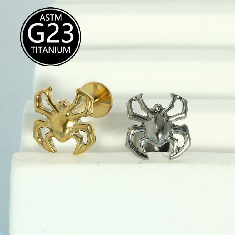 G23 Titanium Spider Lip Nail - Internally Threaded Ear Cartilage Stud for Helix Tragus Conch Piercing detail image 7