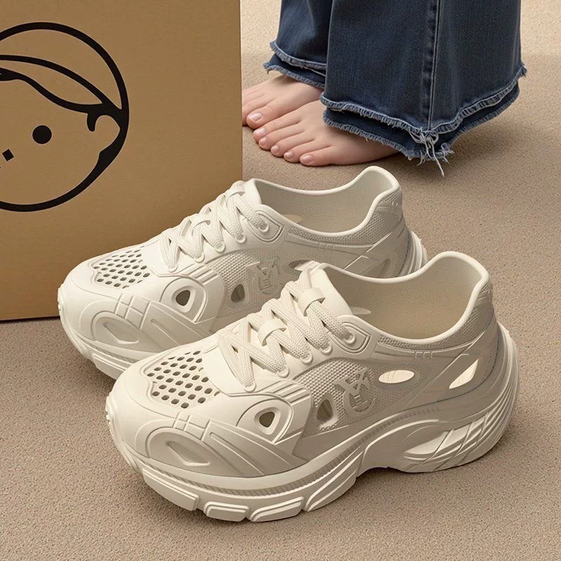Женские «dad» кроссовки (Crocs) из ЭВА — пляжные/бродильные сандалии, массивная подошва, на шнуровке
