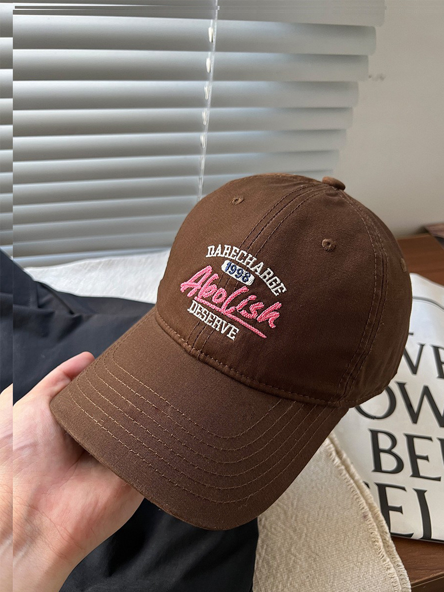 YAOLI ~ American Big Headband Show Face Pequeño sombrero de béisbol mujer Inglés bordado sombrero de protección solar hombre