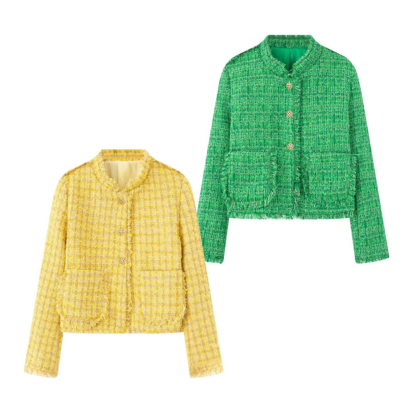 Cross-Border Ins Fashion Trend Za Women's Clothing Wholesale Tassel Chanel-Style Women's Spring Tops Old Money Tweed Jacket