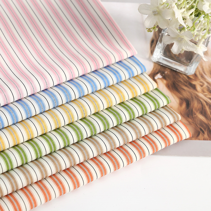 现货休闲女装彩条面料时尚童装春夏衬衫连衣裙长裤短裙蝴蝶结条纹