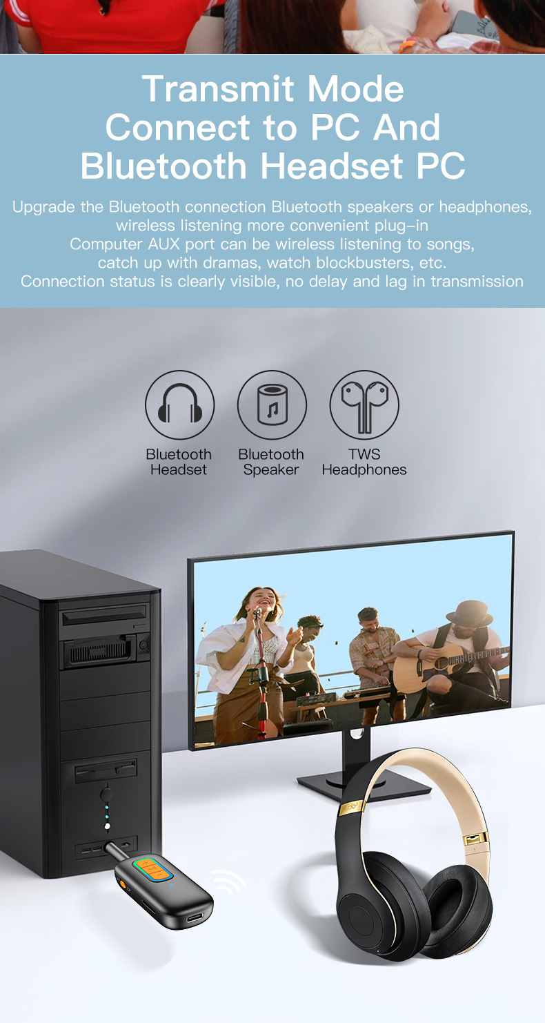 New Product Wireless Bluetooth 5 4 Receiver Transmitter Car Aux Navigation Audio Adapter Headphone Switch Connection