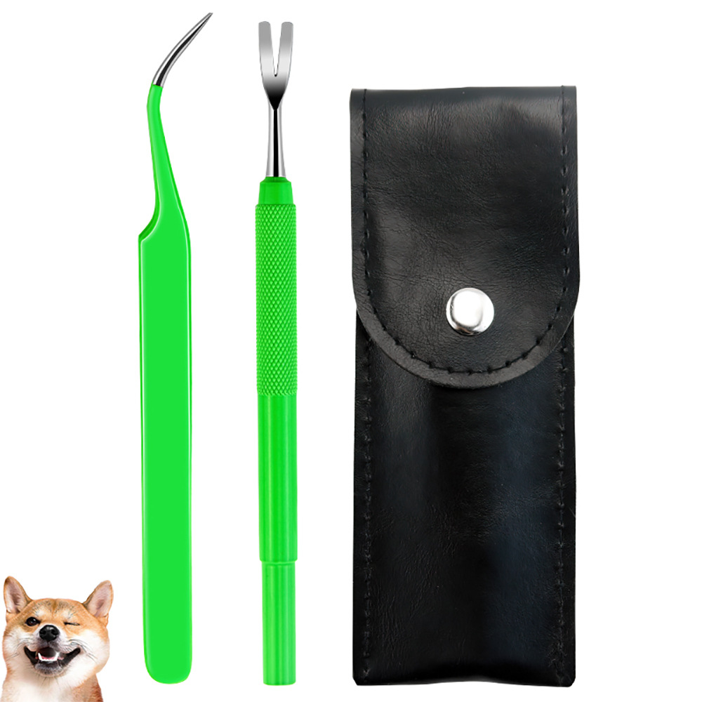 녹색 강아지 이 털 제거 포크 3종 세트