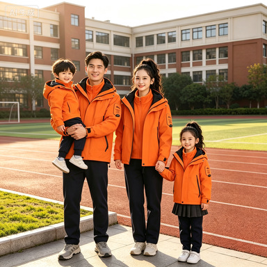 Parent-Child Matching Outfits: Girls' 3-in-1 Windbreaker Jacket, Autumn/Winter 2026 New Model, Boys' Windproof and Waterproof Children's Coat
