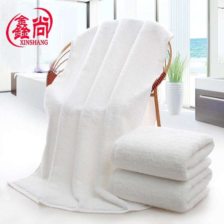 Star Hotel Cotton Bath Towel Wholesale 16 Spiral Platinum Satin White Bath Towel Thickened Absorbent Bath Towel Embroidered logo