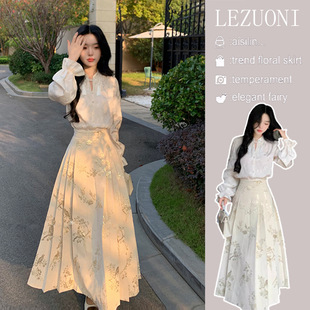 New Chinese Style National Style Horse Face Dress Women's Suit Spring 2025 New Ming Style Hanfu Daily Commuter Wear Long Dress