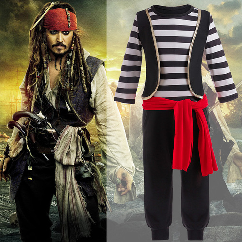 New European and American-style cosplay pirate captain kids' two-piece Halloween children's role-play costume set