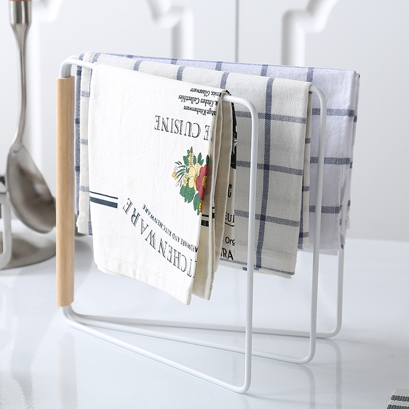 Japanese-Style Wrought Iron Cloth Storage Rack, Vertical Kitchen Organizer Cloth Draining Rack, Dishcloth Stove Top Living Room Storage