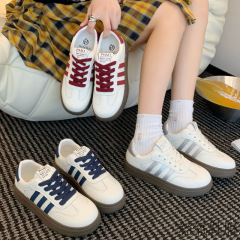 厚底小白鞋女2025年春季新款爆款厚底增高复古德训鞋松糕运动板鞋
