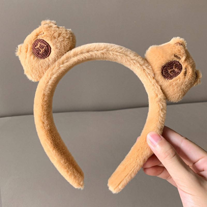 Otoño y invierno peluche oso dibujos animados banda de pelo especial para lavar la cara cabello de niña lindo cabello de cabello de cabello de cuerda