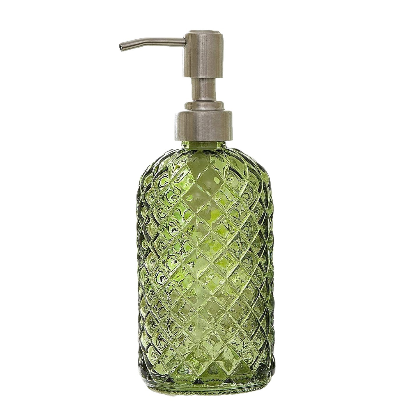 Botella de desinfectante de manos de presión mayorista pequeña botella de jabón de vidrio diamante tipo piña para el baño champú de baño