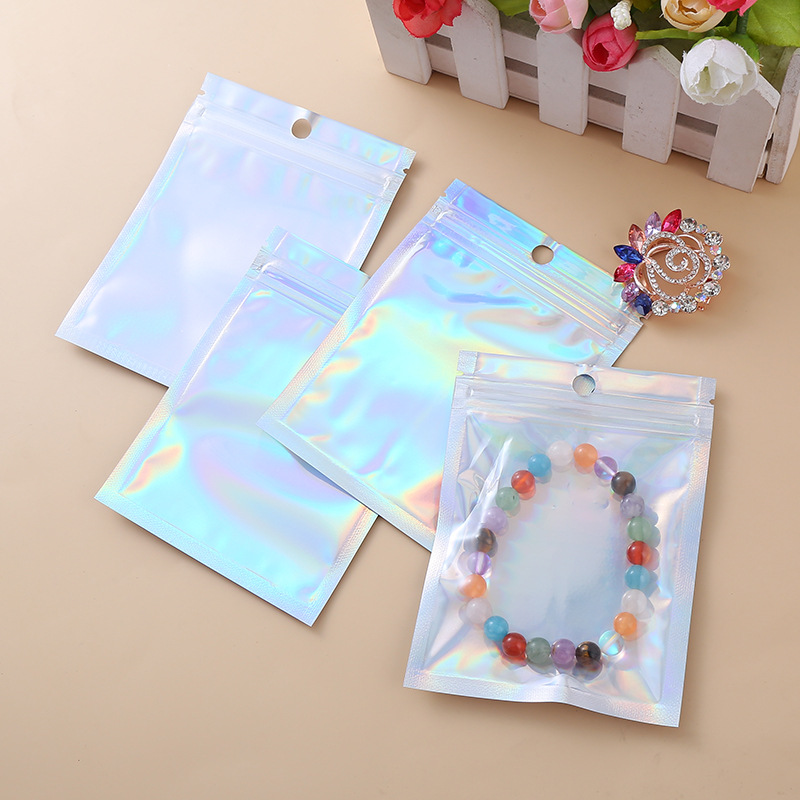 镭射阴阳自封袋饰品首饰包装袋镀铝复合阴阳密封骨袋手机壳自封袋