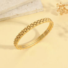 手镯女跨境新款欧美风手镯时尚个性小众钛钢层次感手表链手环饰品