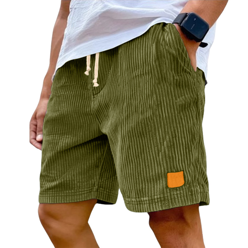 Europa y los Estados Unidos transfronterizos Amazon nuevo hombre retro bordado lámpara de cuero velcro cordón de moda pantalones cortos casuales estadounidenses