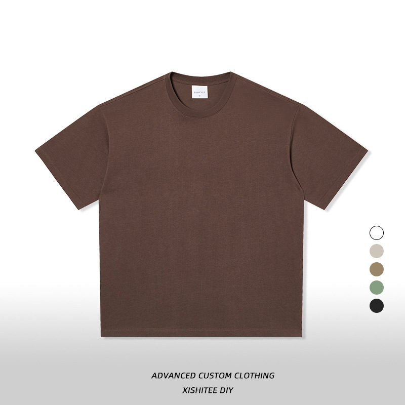 Camiseta blanca de manga corta de algodón puro para hombre, talla europea y americana extragrande de 280 g, personalizada, moderna y fresca para el verano. image 21