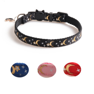 # Price Reduction # Aminger's New Pet Collar Webbing Cat Collar Star Moon with Pendant Cross-Border Hot Sale