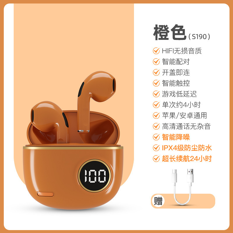 Nuevos auriculares Bluetooth transfronterizos TWS mini retro LED medio auriculares deportivos de gran potencia al por mayor