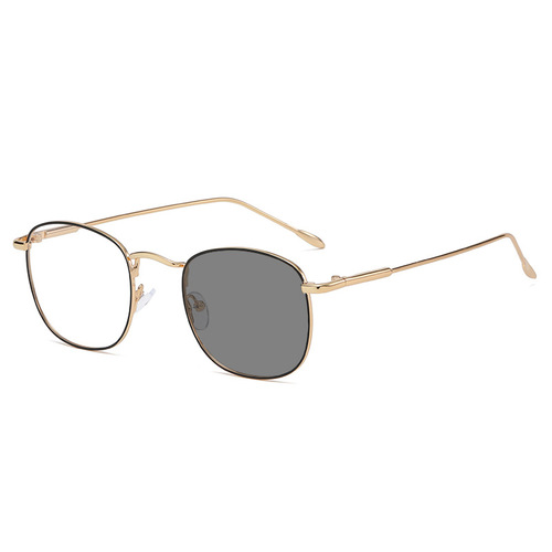 Fashionable color-changing anti-blue light glasses for men, metal glasses frames, myopia glasses frames for women, retro color-changing flat glasses, cross-border