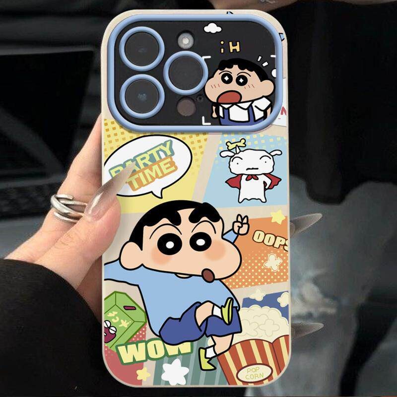 Cute Running Shin-Chan Phone Case for Apple 17 Pro Max, Matte Finish with Large Window, Compatible with 16/15, Xiaomi, Huawei P70