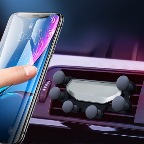 Car phone holder with dashboard air vent, gravity retractable, second generation, six-point car navigation fixing bracket