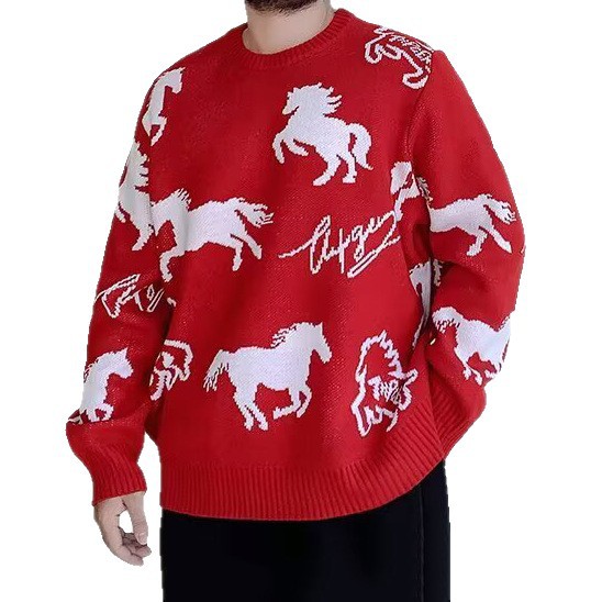 Año Nuevo del Caballo, camisetas de punto, suéteres para hombres y mujeres, 2025 nuevos suéteres de alto nivel de otoño y invierno, fábrica transfronteriza al por mayor