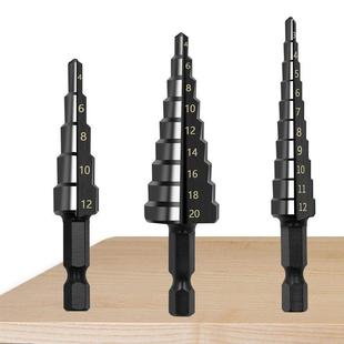 Hot Cross-border High Speed Steel Nitriding Black Small Three-piece Straight Groove Step Drill 3-12/4-12/4-20mm Woodworking